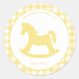 レモンイエロージンガム男女兼用封筒用シール ラウンドシール