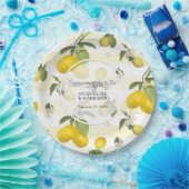 レモンイエローストライプシトラスフローラ婚約パーティ ペーパープレート (パーティー)