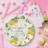 レモンイエローストライプシトラスフローラ婚約パーティ ペーパープレート (パーティー)