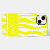 レモンイエローゼブラプリント（モノグラム付） Case-Mate iPhoneケース (裏面 (横))