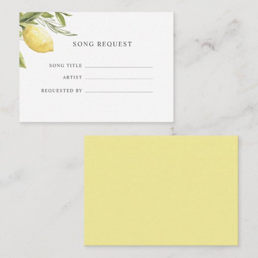 レモンイエローソングリクエス結婚ト エンクロージャーカード (正面/裏面)
