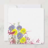 レモンイエローバイオレット深いピンクワイルドフラワー結婚ズ 招待状 (裏面)