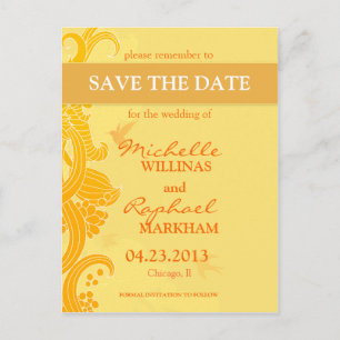レモンイエローバードの結婚式 Save the Date 案内ポストカード