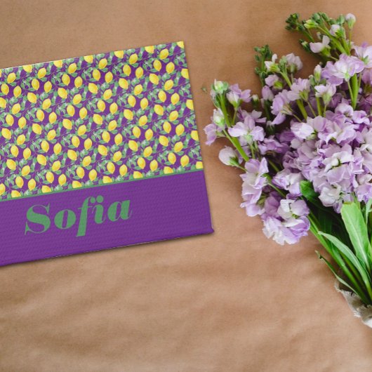 レモンイエローパターン名前をカスタムする キッチンタオル