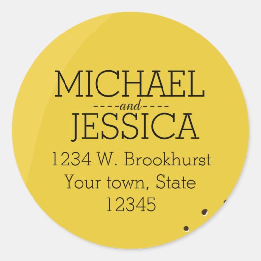 レモンイエローパーソナライズされたの名前とアドレス ラウンドシール (正面)