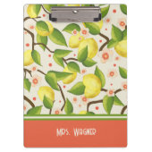 レモンイエローパーソナライズされたネームフローラ先生 クリップボード (正面)