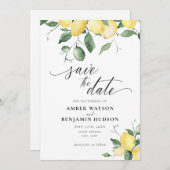 レモンイエローフルーツ庭園の結婚式保存日 招待状 (正面/裏面)