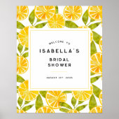 レモンイエローブライダルシャワーウェルカムサイン ポスター (正面)