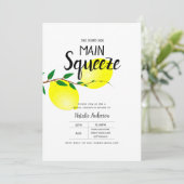 レモンイエローブライダルシャワー彼女は彼女の絞りを見つけた 招待状 (スタンド正面)