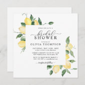 レモンイエローボホウォーター色エレガントブライダルシャワー 招待状 (正面/裏面)