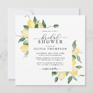 レモンイエローボホウォーター色エレガントブライダルシャワー 招待状