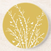 レモンイエローミニマル蝶と枝 コースター (正面)