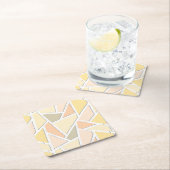 レモンイエローモザイクパターン スクエアペーパーコースター (インサイチュ)