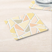 レモンイエローモザイクパターン スクエアペーパーコースター (アングル)