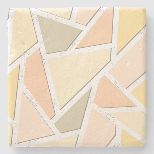 レモンイエローモザイクパターン ストーンコースター (正面)