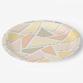 レモンイエローモザイクパターン ペーパープレート (アングル)