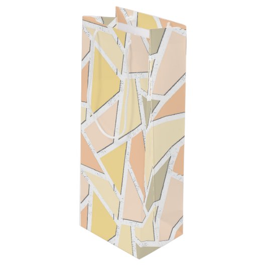レモンイエローモザイクパターン ワインギフトバッグ (正面アングル)
