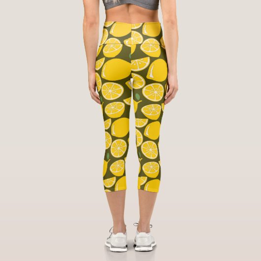 レモンイエローモダンおもしろいかわいい カプリレギンス (裏面)