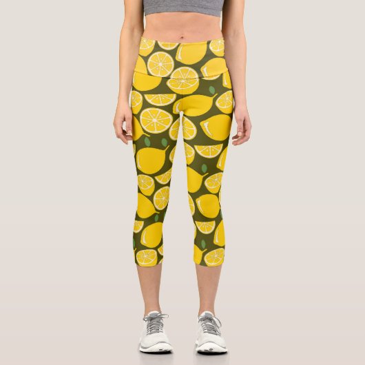レモンイエローモダンおもしろいかわいい カプリレギンス (正面)