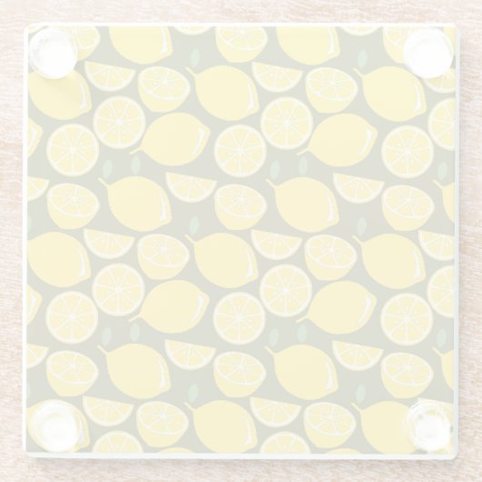 レモンイエローモダンおもしろいかわいい ガラスコースター (裏面)