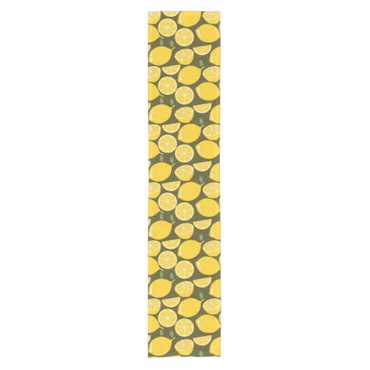 レモンイエローモダンおもしろいかわいい ショートテーブルランナー (正面)