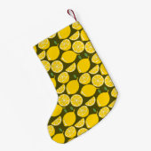 レモンイエローモダンおもしろいかわいい スモールクリスマスストッキング (裏面 (吊り時))