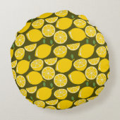 レモンイエローモダンおもしろいかわいい ラウンドクッション (裏面)