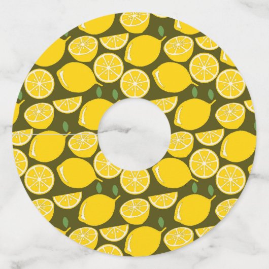 レモンイエローモダンおもしろいかわいい ワイングラスタグ (正面)