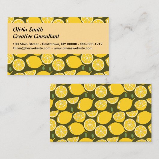 レモンイエローモダンおもしろいかわいい 名刺 (正面/裏面)