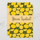 レモンイエローモダンおもしろいかわいい 招待状 (正面/裏面)