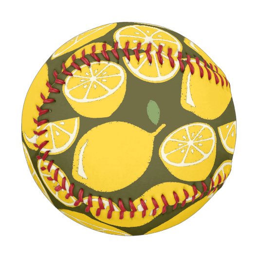 レモンイエローモダンおもしろいかわいい 野球ボール (正面左)
