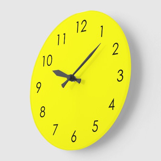 レモンイエローラージブラックナンバークロック ラージ壁時計 (傾斜)