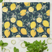 レモンイエローリーフパターン キッチンタオル (折り畳み)