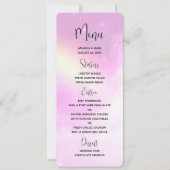 レモンイエローレインボーズメニュー付きピンク結婚スカイ 招待状 (正面)