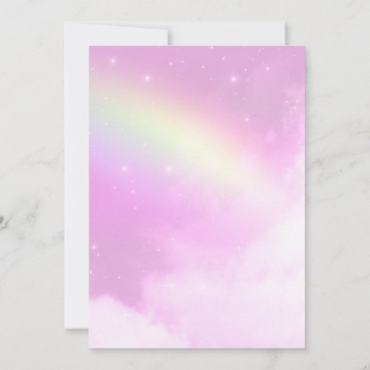 レモンイエローレインボー付きピンクスカイ日付を保存 セーブザデート (裏面)