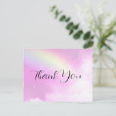 レモンイエローレインボー付きピンクスカイ ポストカード (スタンド正面)