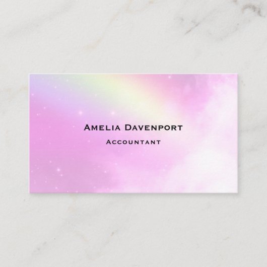 レモンイエローレインボー付きピンクスカイ 名刺 (正面)