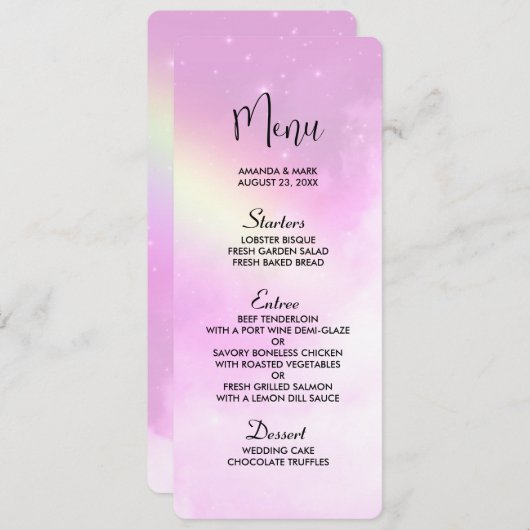 レモンイエローレインボー付きピンクスカイ 招待状 (正面/裏面)