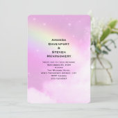 レモンイエローレインボー付きピンク結婚スカイ 招待状 (スタンド正面)