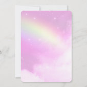 レモンイエローレインボー付きピンク結婚スカイ 招待状 (裏面)