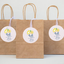 レモンイエローレトロモダンベビーシャワーありがとう フェイバータグ