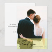 レモンイエロー不透明 |結婚式の日サンキューカード サンキューカード (正面/裏面)