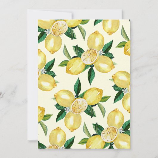 レモンイエロー彼女がメインスクイーズブライダルシャワーを見つけた 招待状 (裏面)