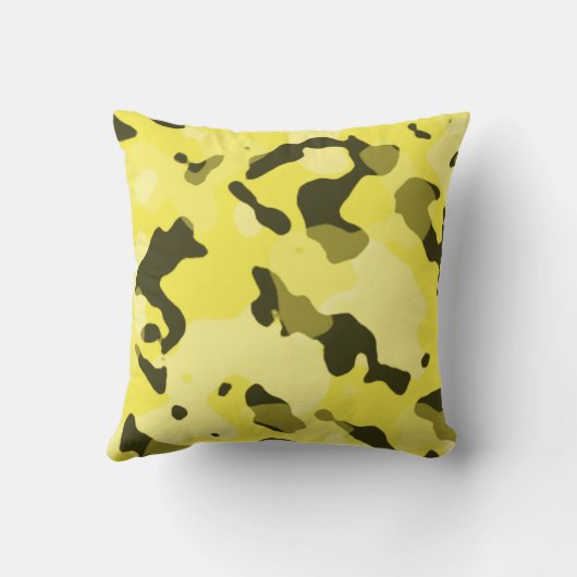 レモンイエロー迷彩柄;カモフラージュ クッション (裏面)