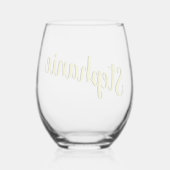 レモンイエロー3D手書きエレガントスタイル名 ステムなしワイングラス (裏面)