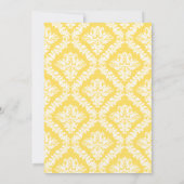 レモンイエロー、グレーダマスクウェディングブライダルシャワー 招待状 (裏面)