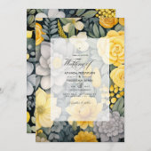 レモンイエロー、ストーミーグレー、ライトグレイ結婚ズ 招待状 (正面/裏面)
