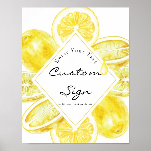 レモンイエロー |柑橘類 |カスタム文字記号 ポスター (正面)