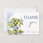 レモンイタリアンの入ったアマルフィ結婚ーの青い花瓶 サンキューカード (正面)