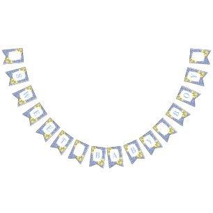 レモンイタリアンズブルーホワイトスイート男の赤ちゃんシャワー バンティングフラッグ